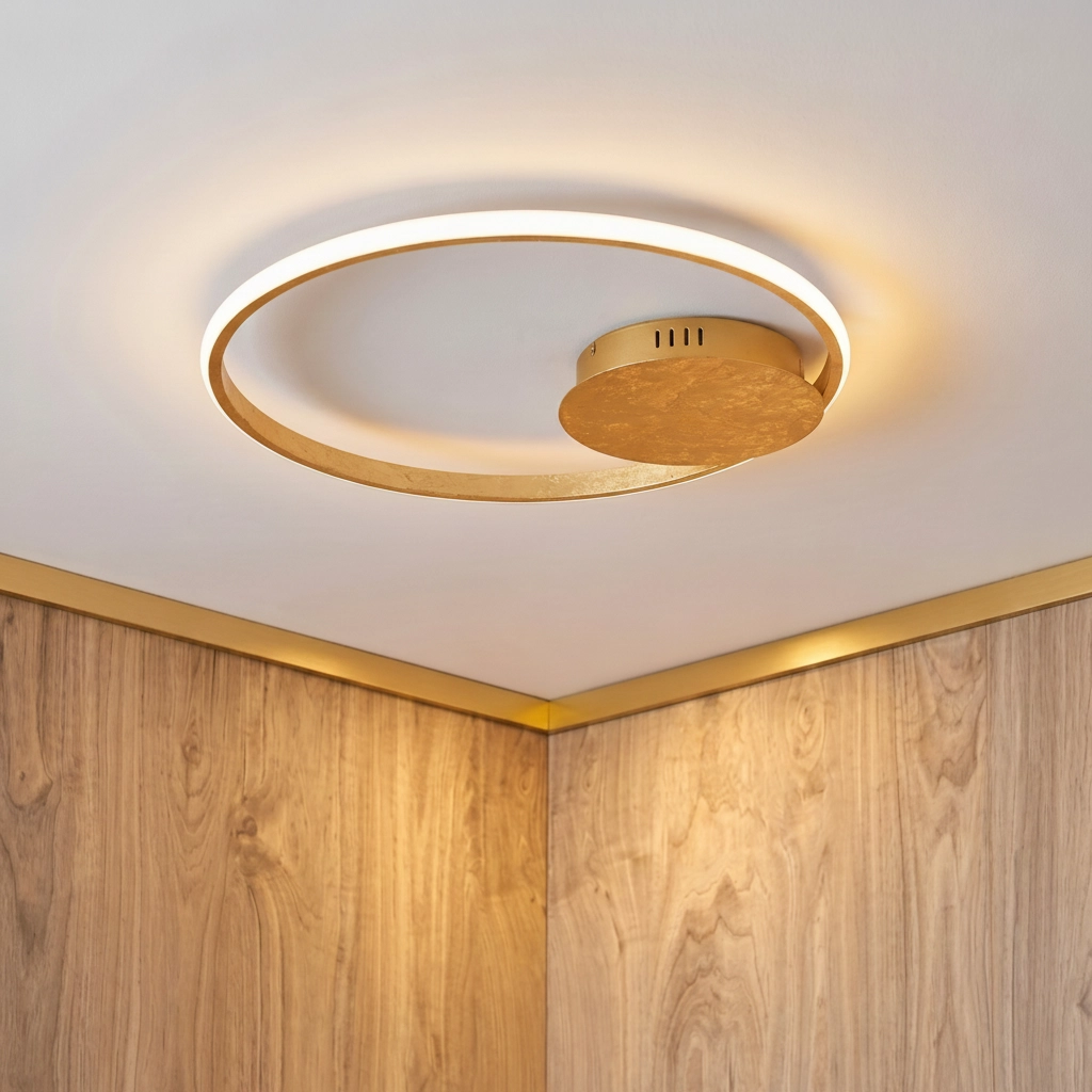 Runde Deckenleuchte Fuline gold Ø 50cm