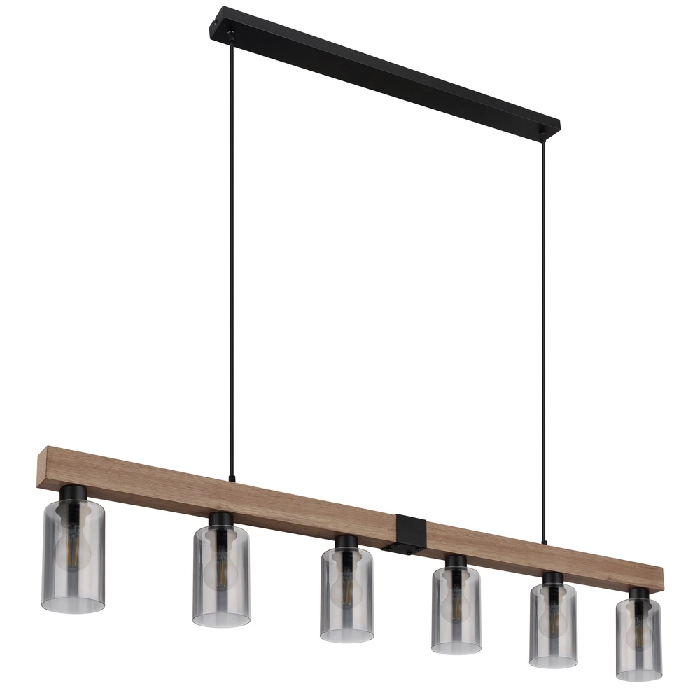 Pendellampe Hadera 6-Licht Schwarz mit Rauchglas Globo 9007371443253