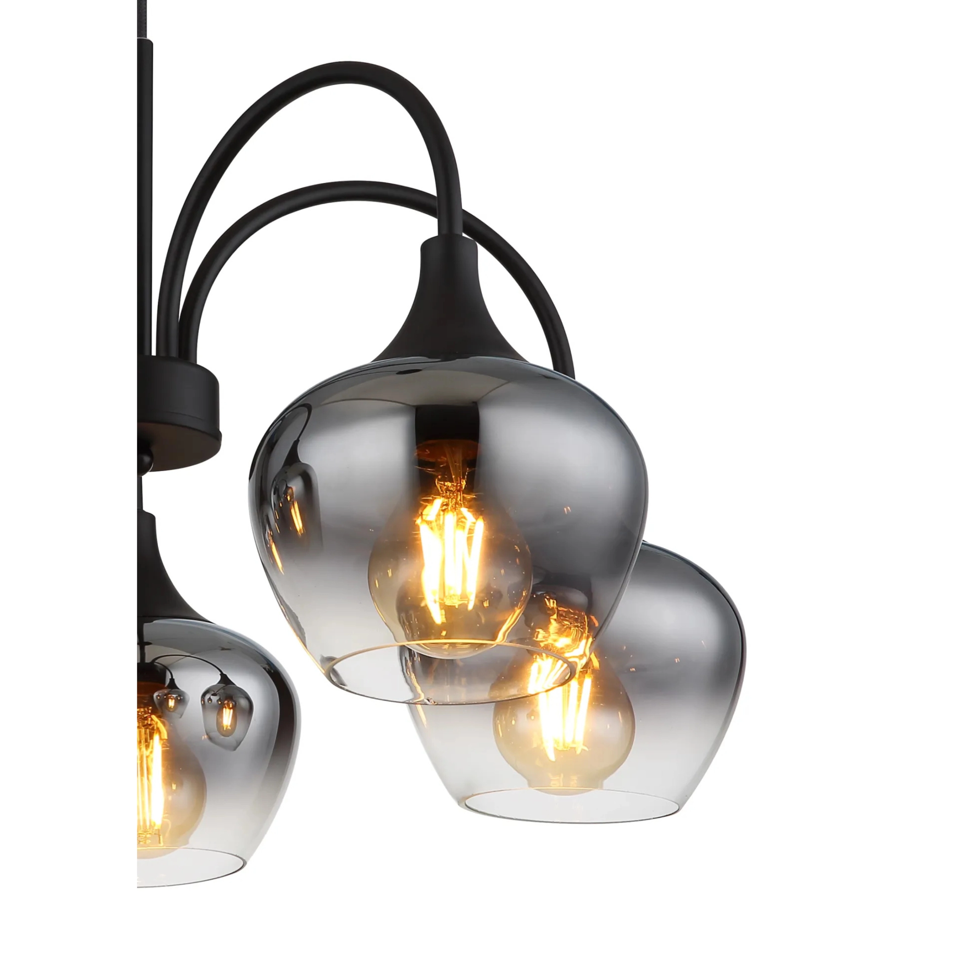 5-flammige Pendelleuchte Maxy schwarz mit Rauchglas Globo 9007371474189