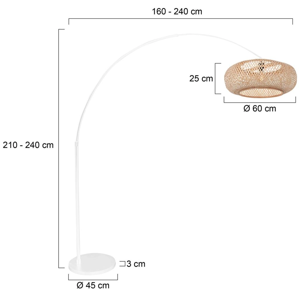 Weiße Bogenlampe Maze Naturel mit Rattanhaube Steinhauer 8712746185812