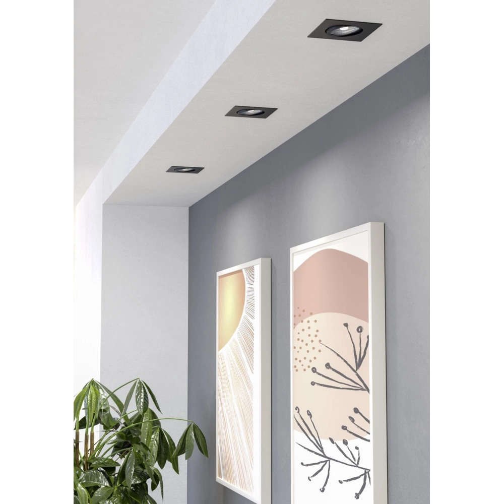 Set mit 3 Einbaustrahlern Saliceto quadratisch schwarz 4,8W Eglo 9008606358847
