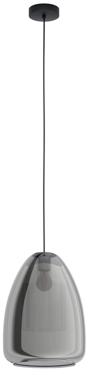 Hängelampe aus Glas Chelvey schwarz mit Rauchglas
