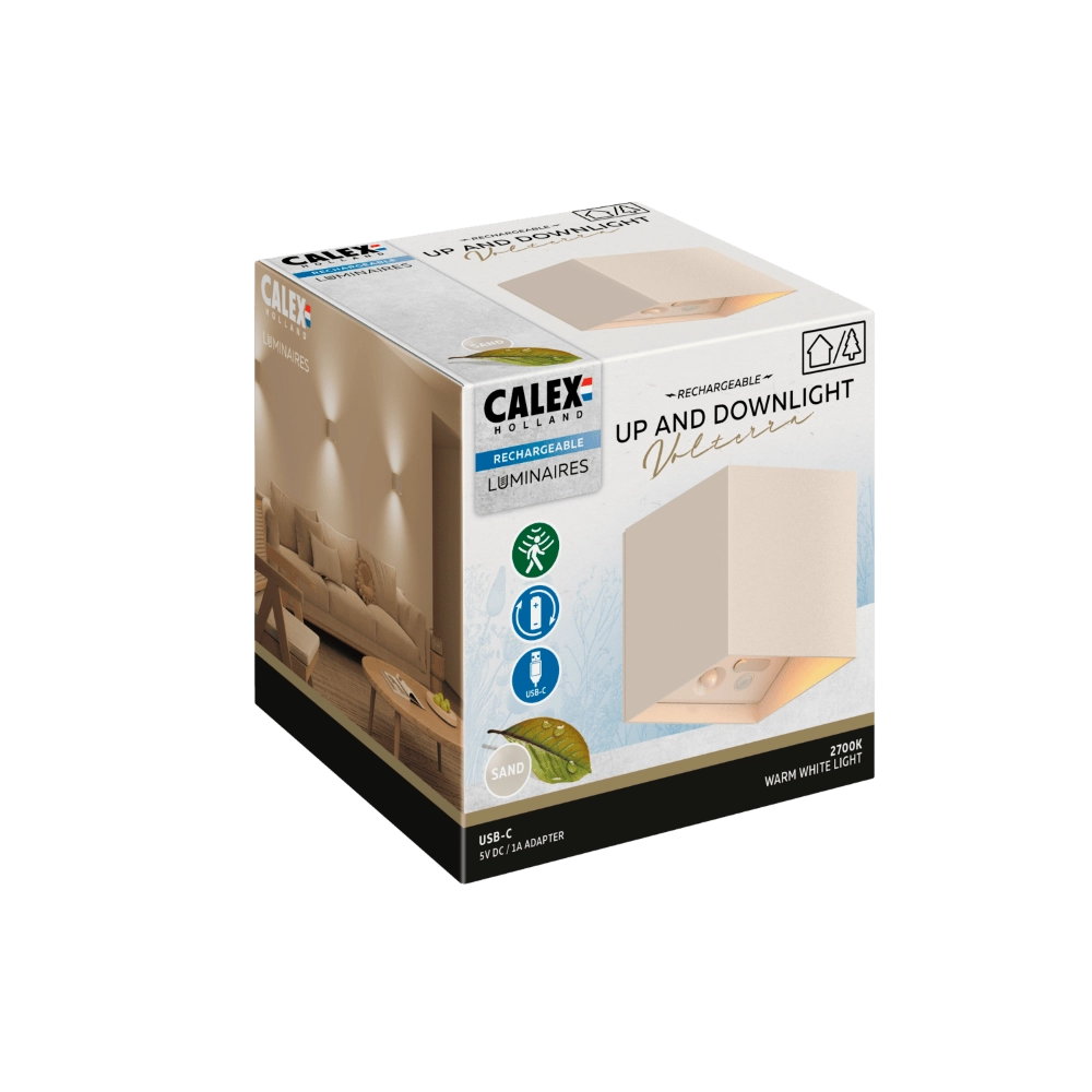 Up- und Downlighter Volterra sandbraune USB-C wiederaufladbare Sand Circle 8712879163817