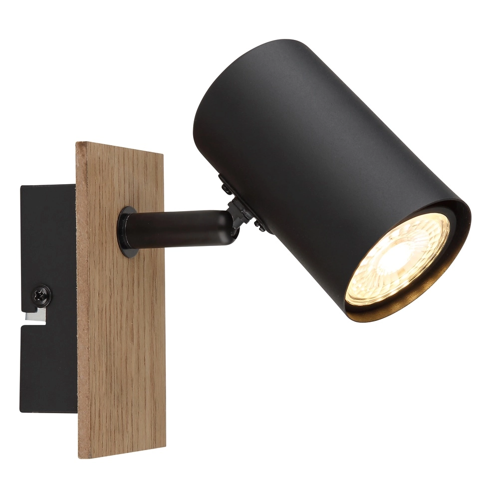 Wandlampe Linca Schwarz mit Holz