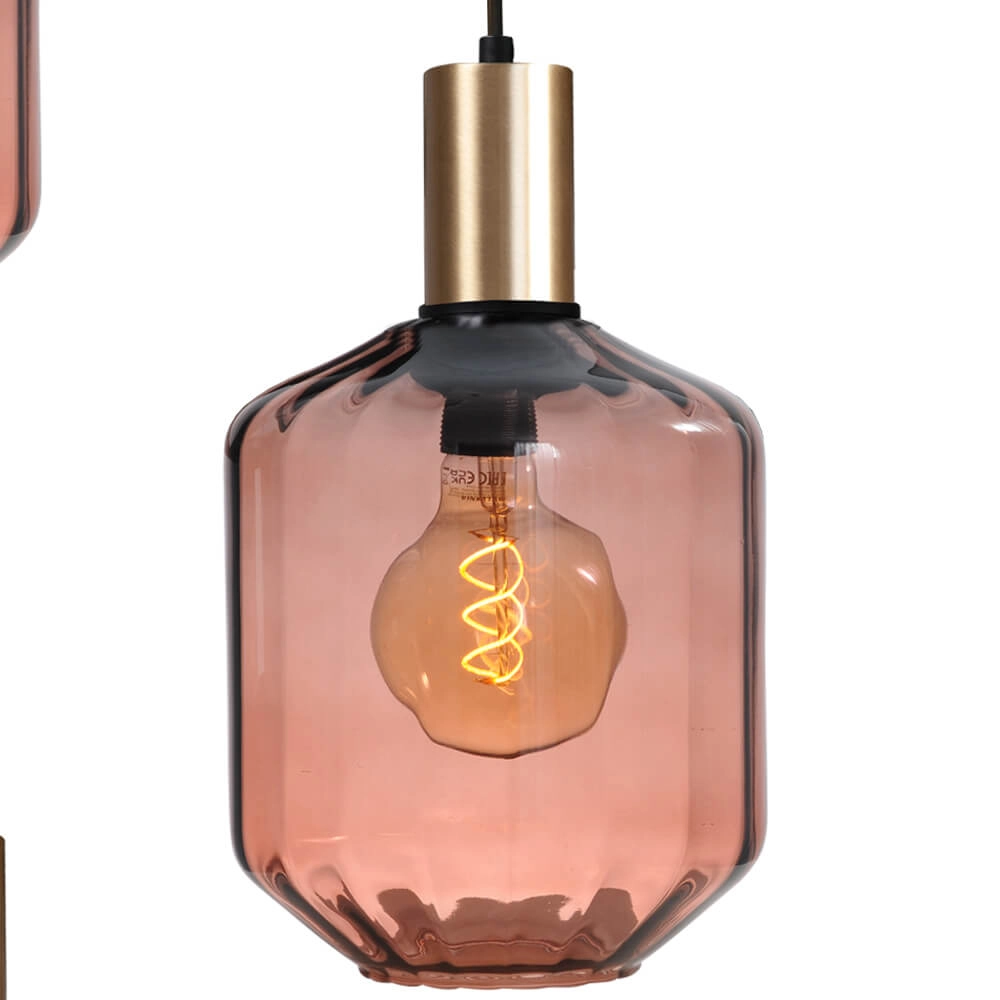 3-flammige Loft-Hängelampe - Gold - Porto mit roten Jagger-Brillen – Ø 24 cm Masterlight 8718121270838