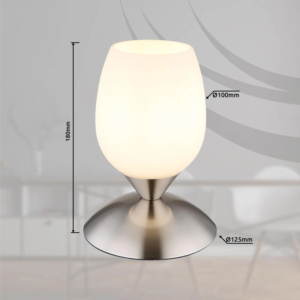 Tischlampe Kuwaita Nickel mit weißem Glas Globo 9007371446988