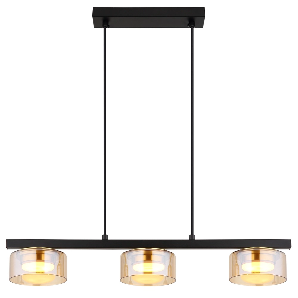 Design-Pendellampe Higgins schwarz mit bernsteinfarbenem Glas Globo 9007371531813