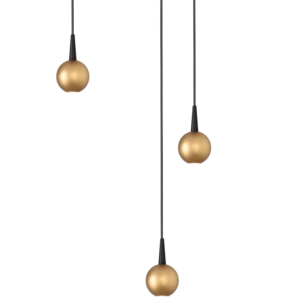 3-Licht Pendellampe Talana schwarz mit goldenem Ø 17 cm DTW Masterlight 8718121348629
