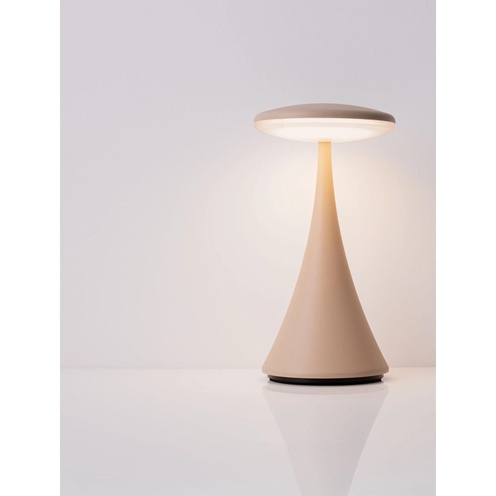 Tischlampe Elbo sandbraun wiederaufladbar über USB Lyora 5212017476968