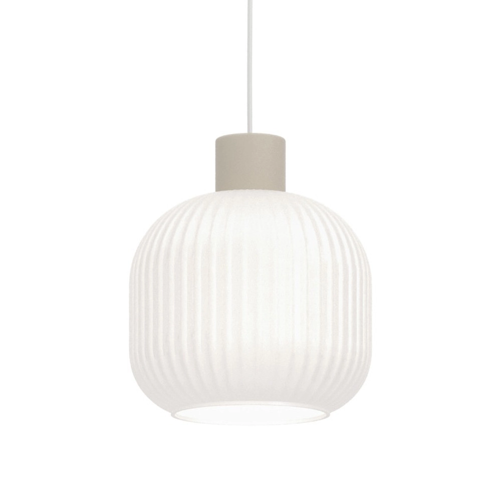 Design-Pendellampe Dasmina Sandbraun mit weißem Ø 20 cm