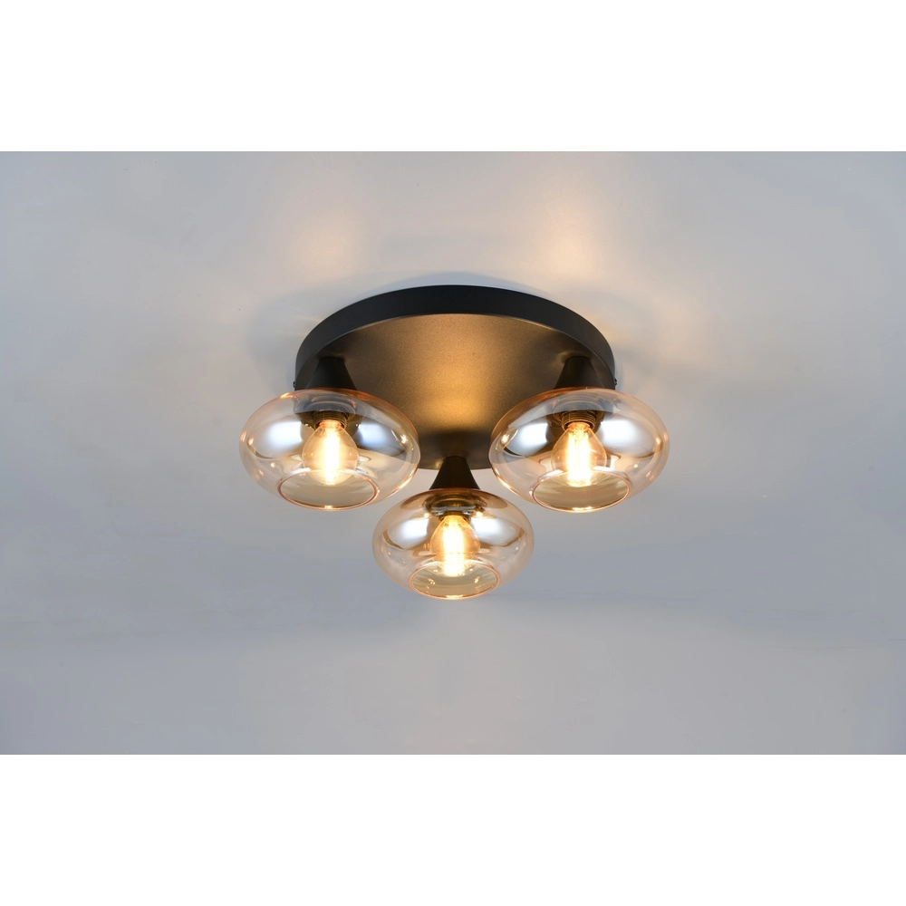 Deckenlampe Divina schwarz mit Braunglas Trio 4017807667363