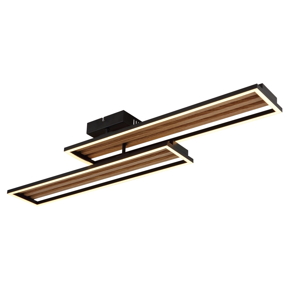 Moderne Deckenlampe Dakari I Schwarz mit Holz 90 cm