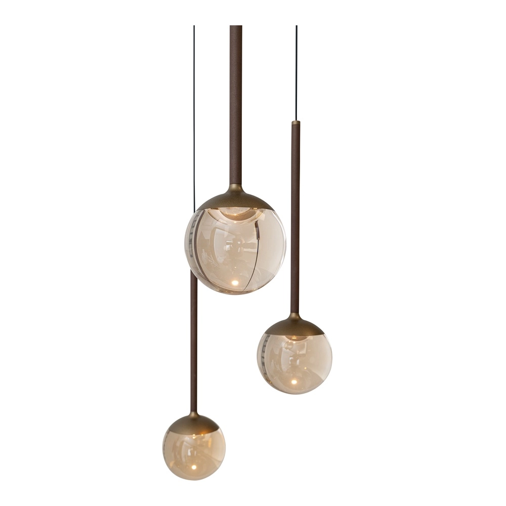 Design-Pendellampe Calina 5-Licht mit bernsteinfarbenen Kugeln Premium by Lucide 5411212242150