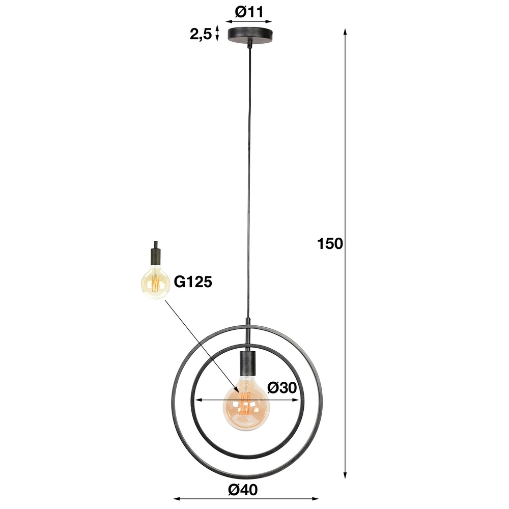 Moderne Pendellampe Ø 40cm Turn Holzkohle Lyora 8716803513129