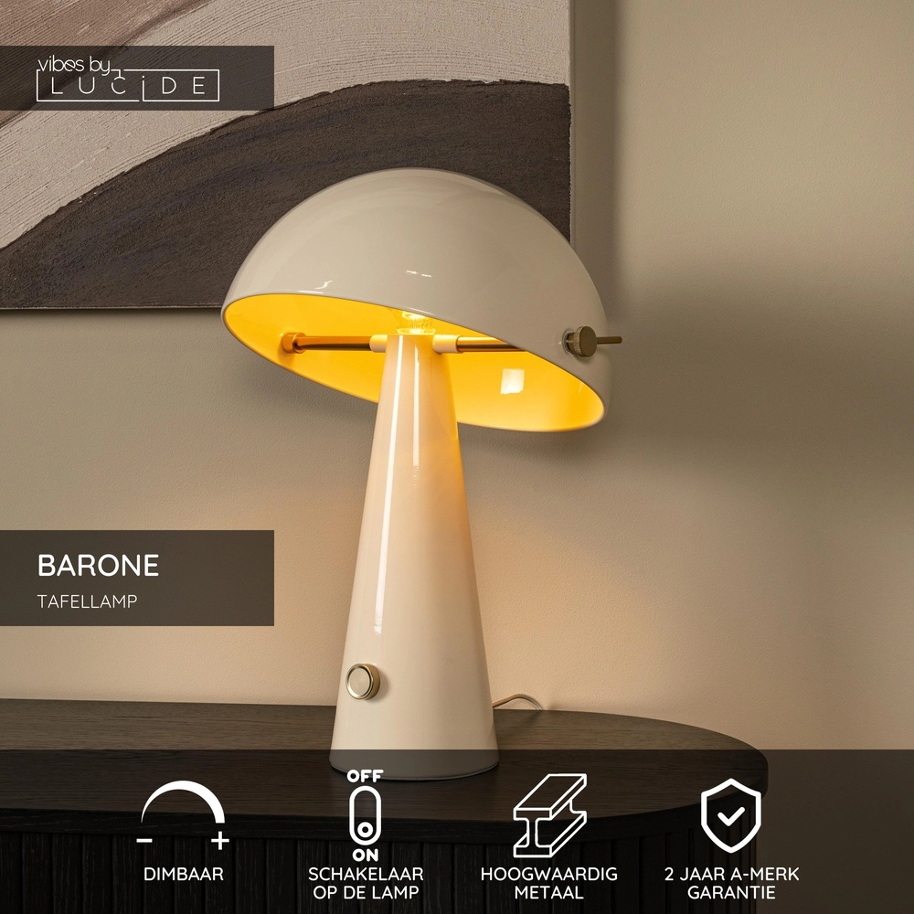 Tischlampe Barone taupe Ø 38cm Lucide Vibes 5411212650115