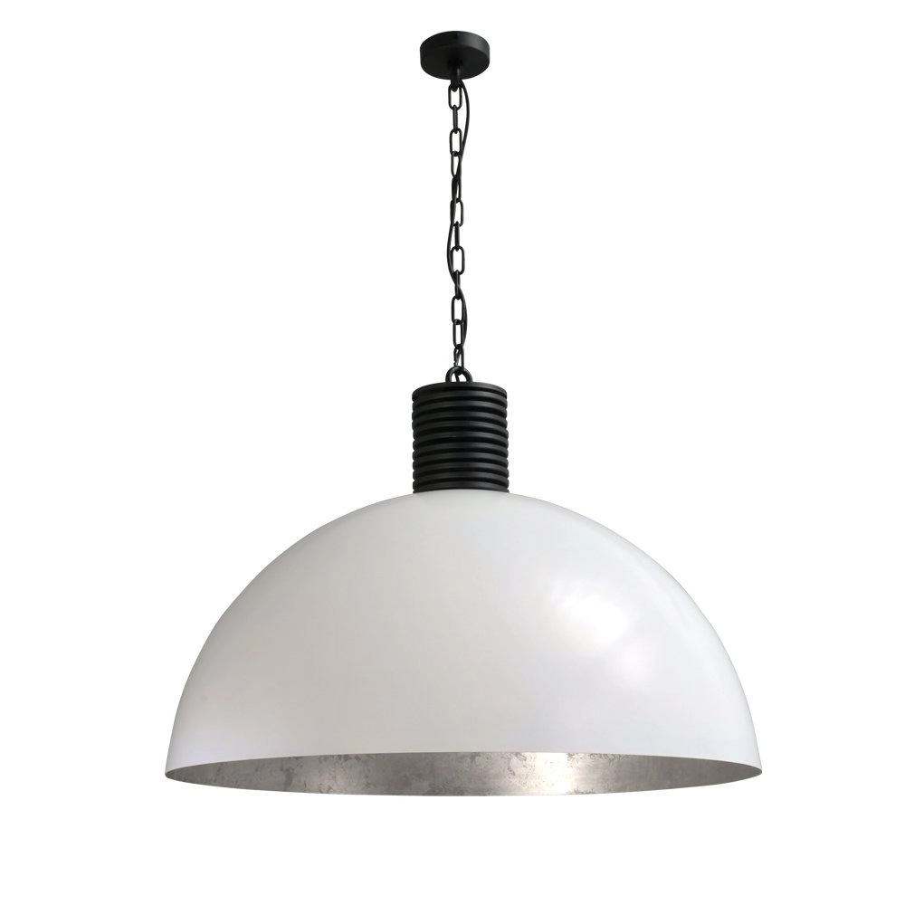 Pendelleuchte Industria Bud 80 cm weiß mit altem silber