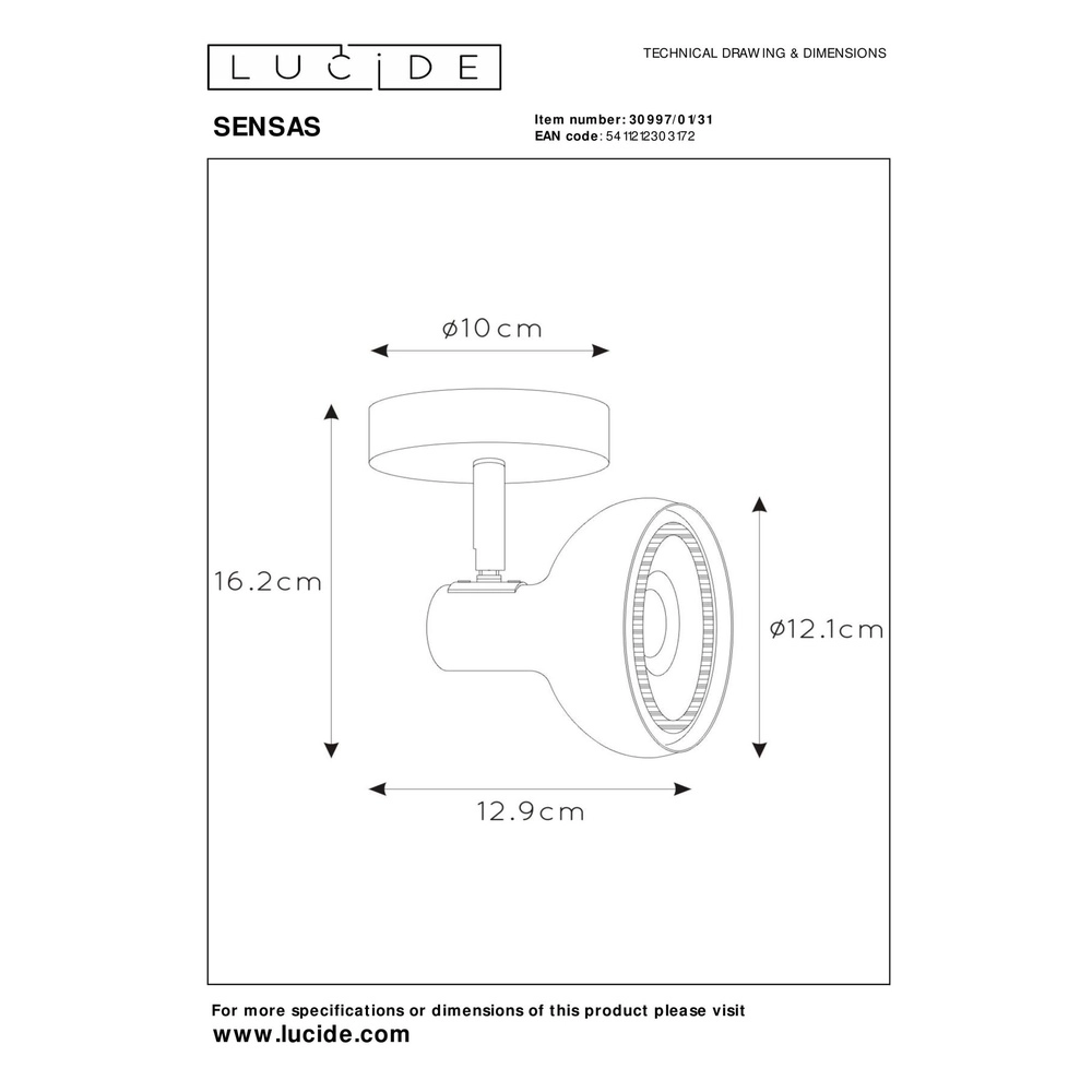 Deckenlampe Sensas weißes Design GU10 ES111 Lucide 5411212303172