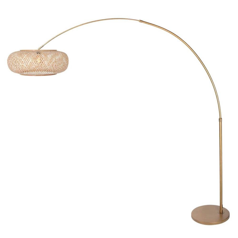 Bogenlampe Sparkled Light Bronze mit Bambusschirm Ø 45cm Steinhauer 8712746179903