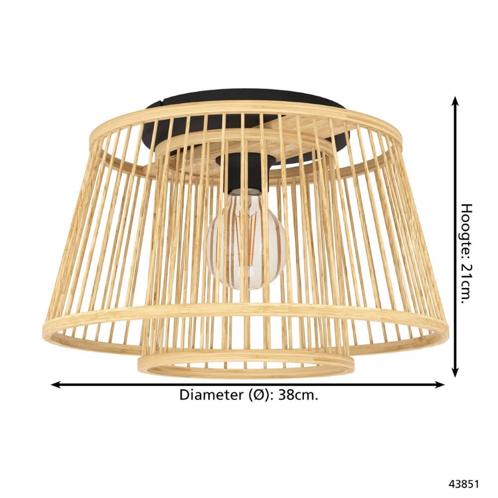 Deckenleuchte aus Holz Hykeham Ø 38cm Eglo 9002759438517