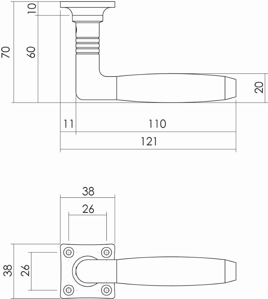 30er Jahre Türgriff Ton Basic nickel matt Intersteel 8714186711408