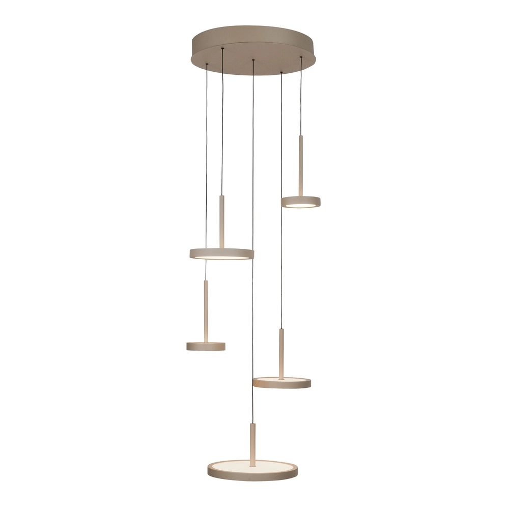 Elegante Pendellampe Falcon Runde 5 – hellsandbraun