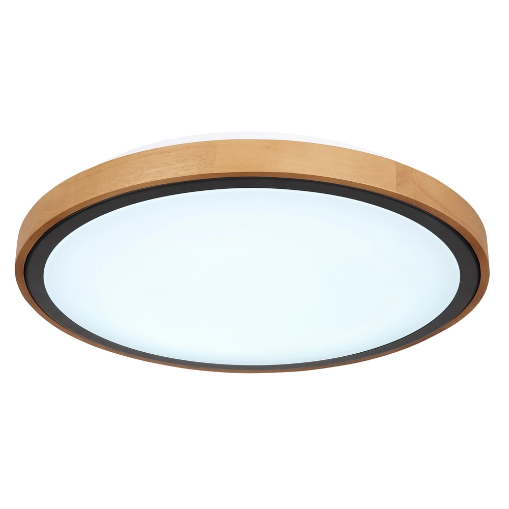 Deckenlampe Bruno Ø 43.7 schwarz mit Holz Globo 9007371436484