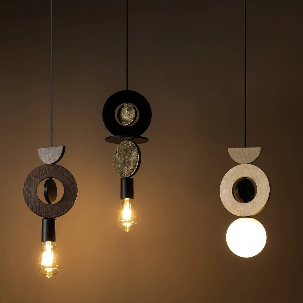 Design-Pendelleuchte Drops Wood B 1-helles Holz Lyora 5903139111744