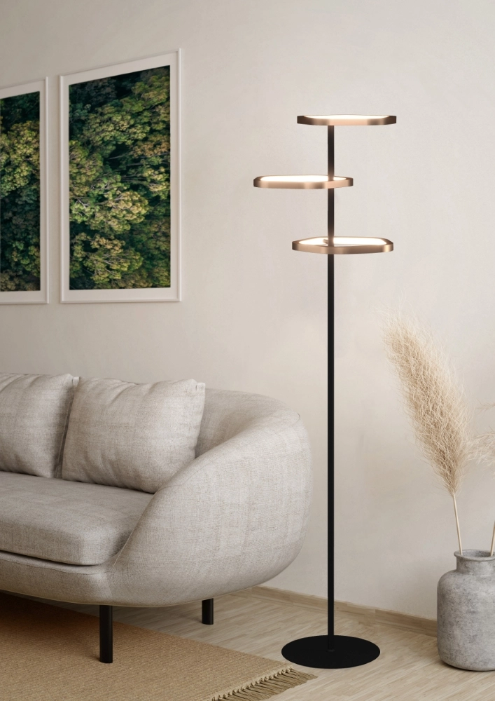 Einzigartige Stehlampe Estrella Schwarz mit Braun Stars of Light 9008606357789