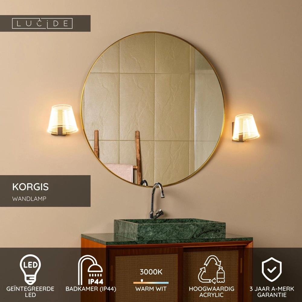 Wandbeleuchtung für das Badezimmer Korgis IP44 Lucide 5411212040602