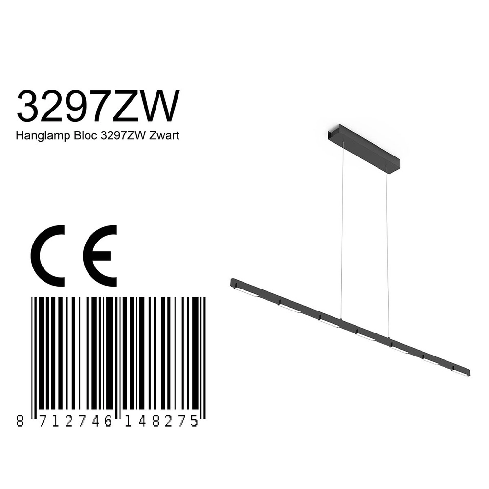 Schlanke Pendelleuchte Bloc schwarz Steinhauer 8712746148275