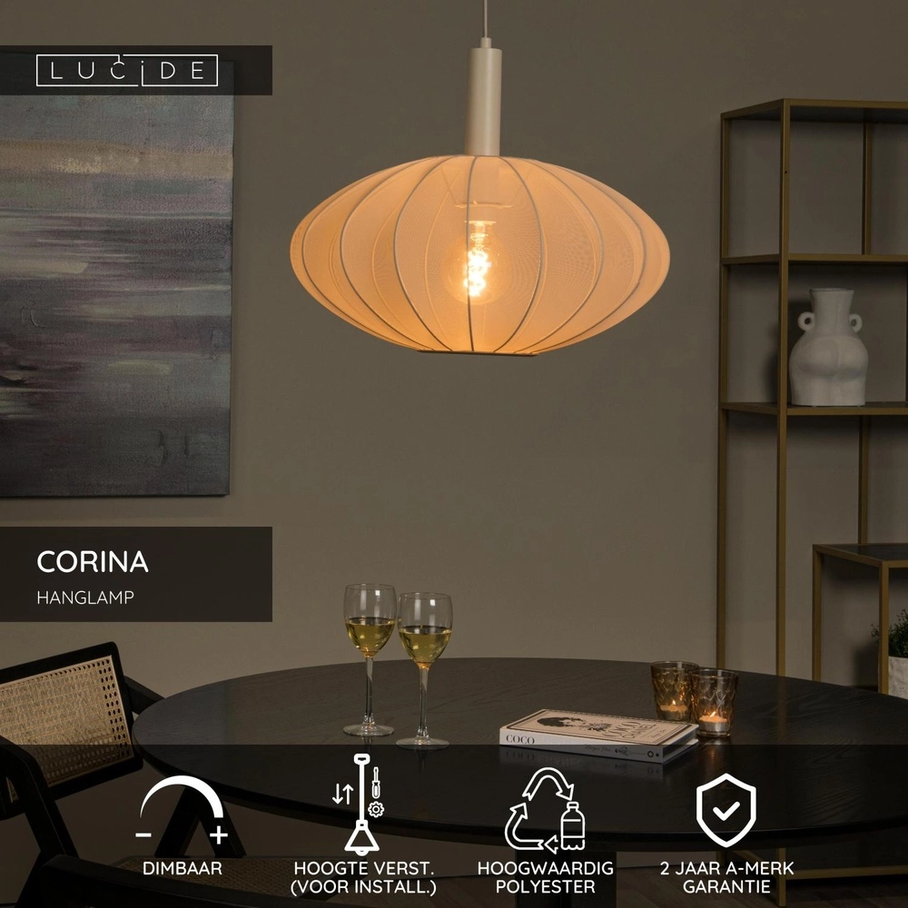 Pendellampe Corina sandbraun Ø 50 cm Lucide 5411212032010
