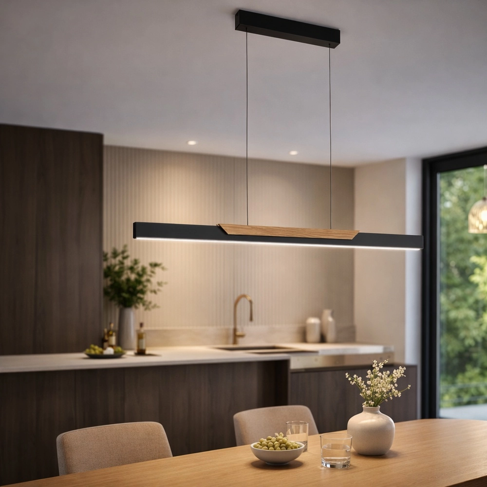Design-Pendellampe Arcus Schwarz mit Holz Brilliant 4004353463549