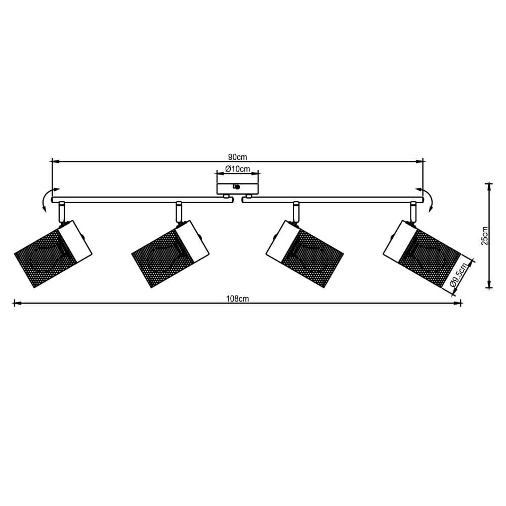 Schwarze Deckenlampe Kamolo 4x E27 Brilliant 4004353409431