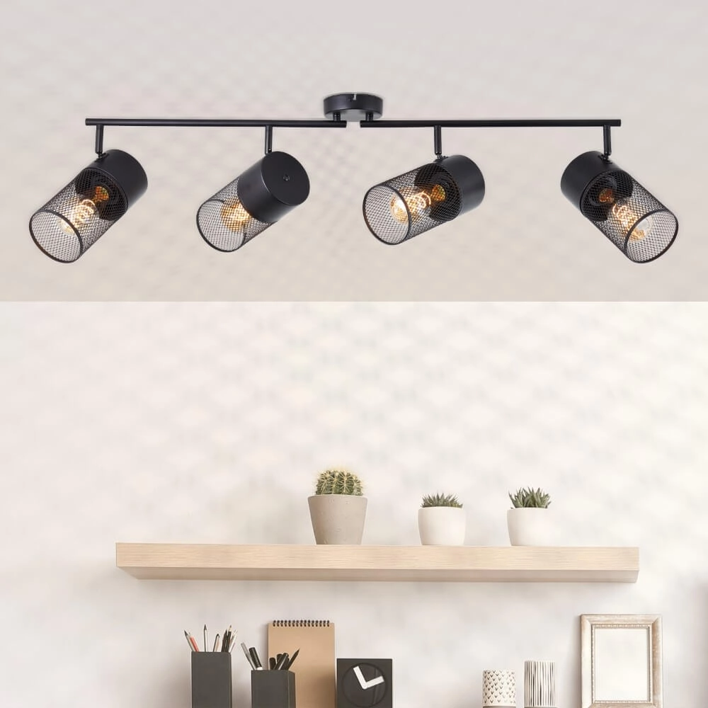 Schwarze Deckenlampe Kamolo 4x E27 Brilliant 4004353409431