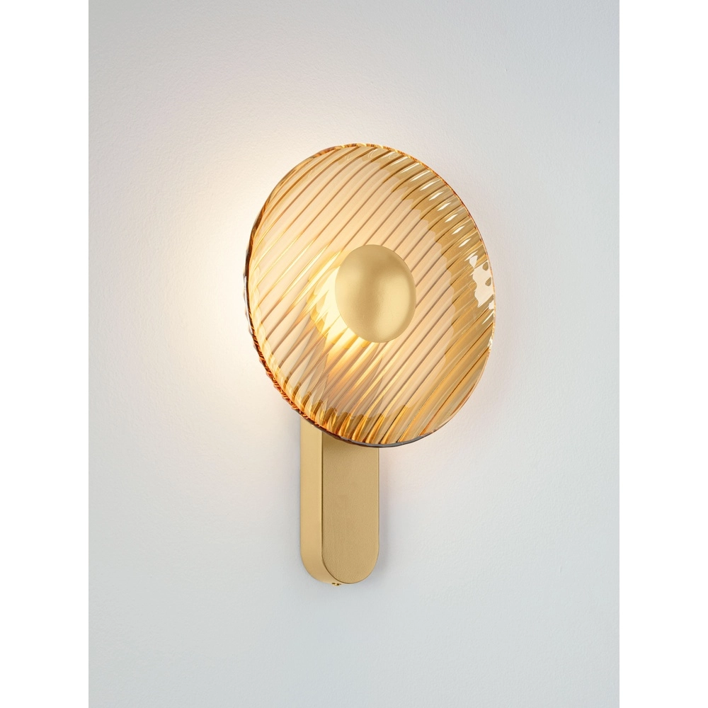 Design-Wandlampe Lavina Gold mit Bernsteinglas Ø 25 cm Lyora 5212063501393