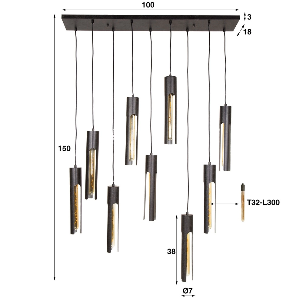 9L Pendellampe Tube schwarz - E27 Lyora 8716803511361
