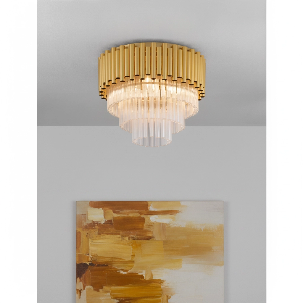 Deckenlampe Magnolia gold mit Kristall Ø 40cm