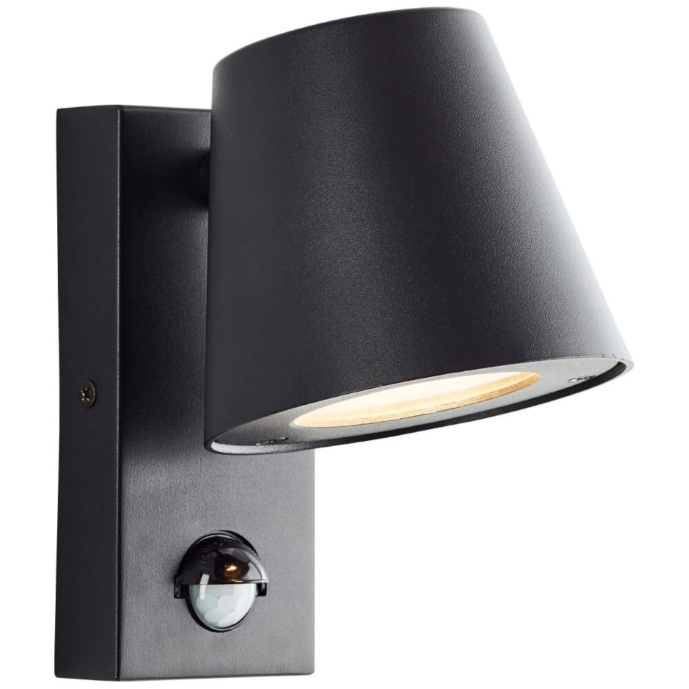 Schwarze Wandlampe Bari mit Sensor