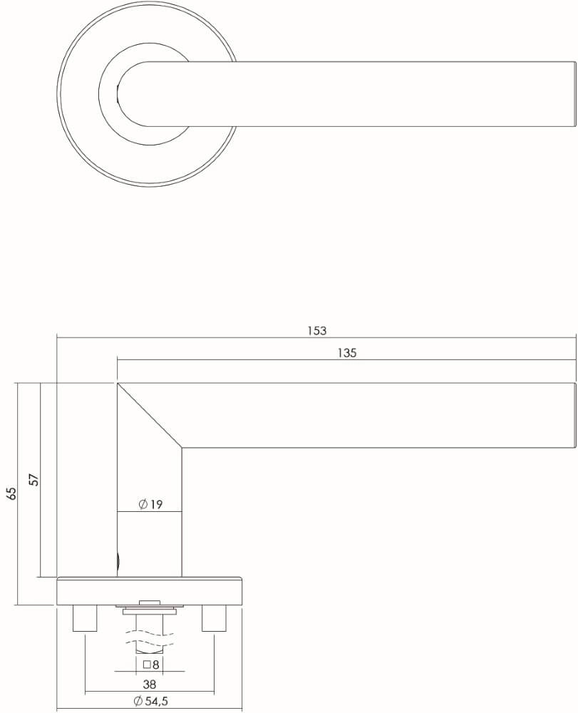 Türklinke Hoek 90 Rosette Edelstahl EN1906/4 Intersteel 8714186142325
