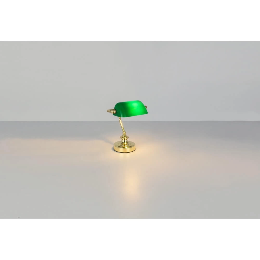 Klassische Schreibtischlampe Antique Gold mit grünem Glas Globo 9007371357451