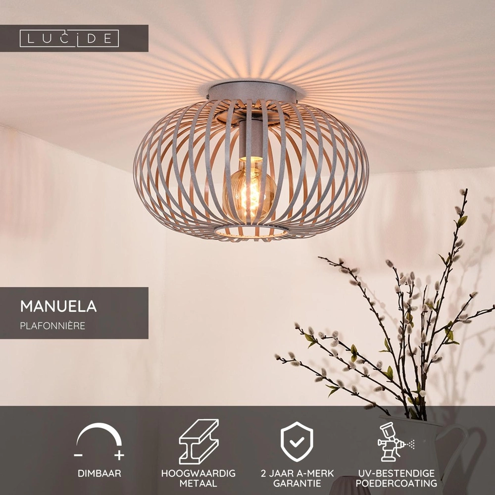 Deckenlampe Manuela Ø 39,5 cm grau Lucide 5411212782588
