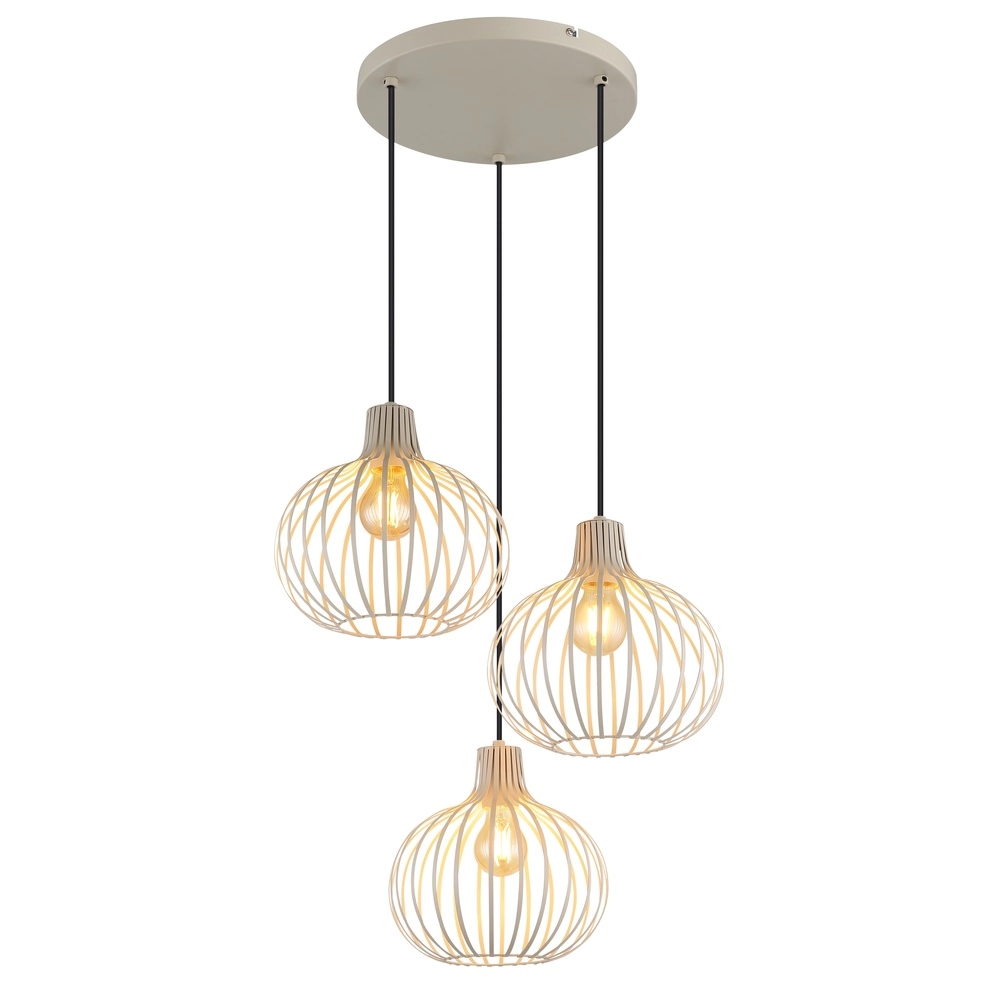 Design-Pendellampe Mateo 3-Licht Rundcreme