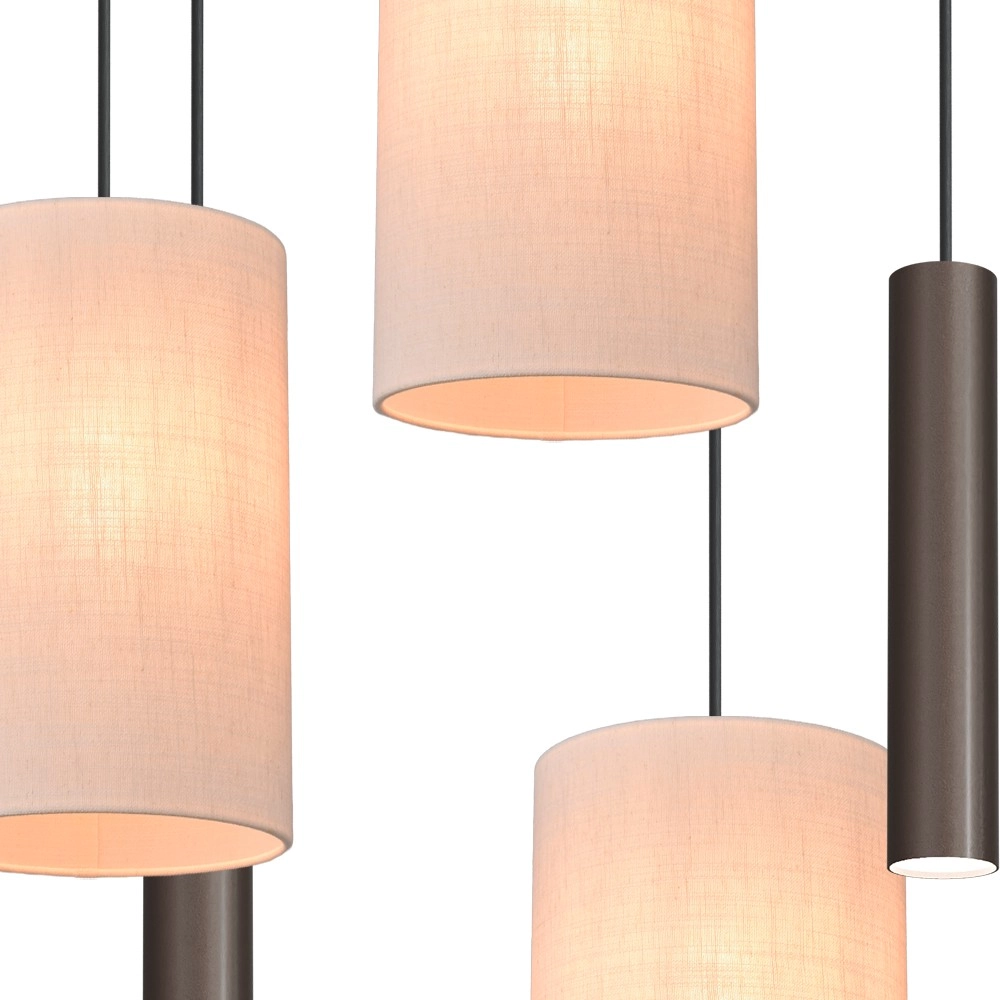 5-Licht Pendellampe Lisbourg Kakao mit cremefarbener Kappe Masterlight