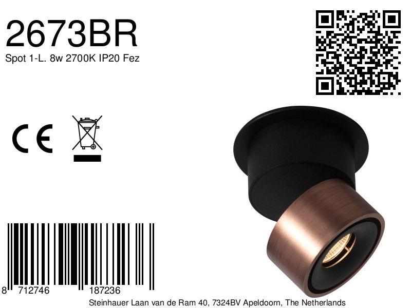 Schlanker Oberflächenmontierter Spot Fez Nur Bronze Steinhauer 8712746187236