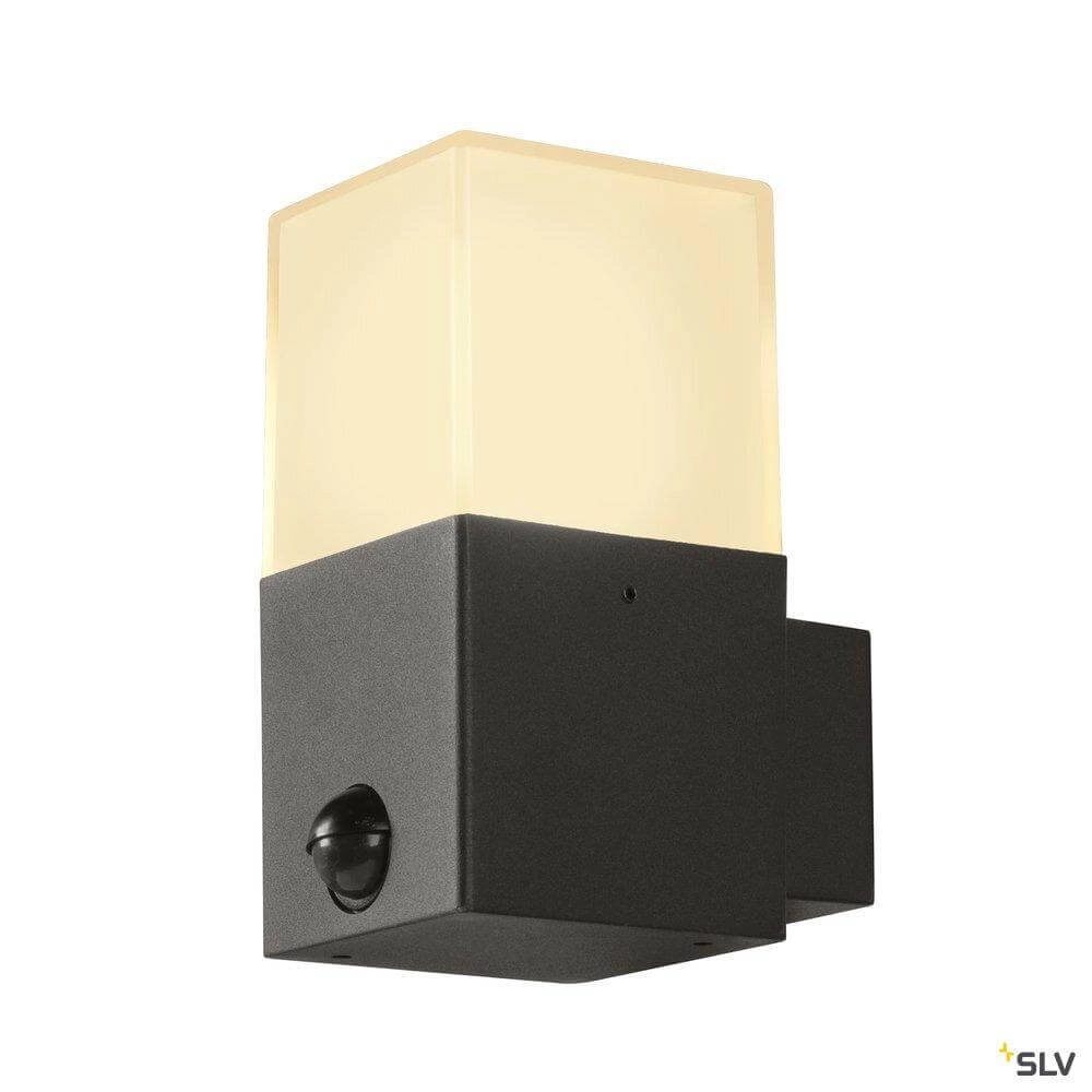 Anthrazitfarbene Außenlampe Grafit mit Sensorquadrat SLV 4024163262705
