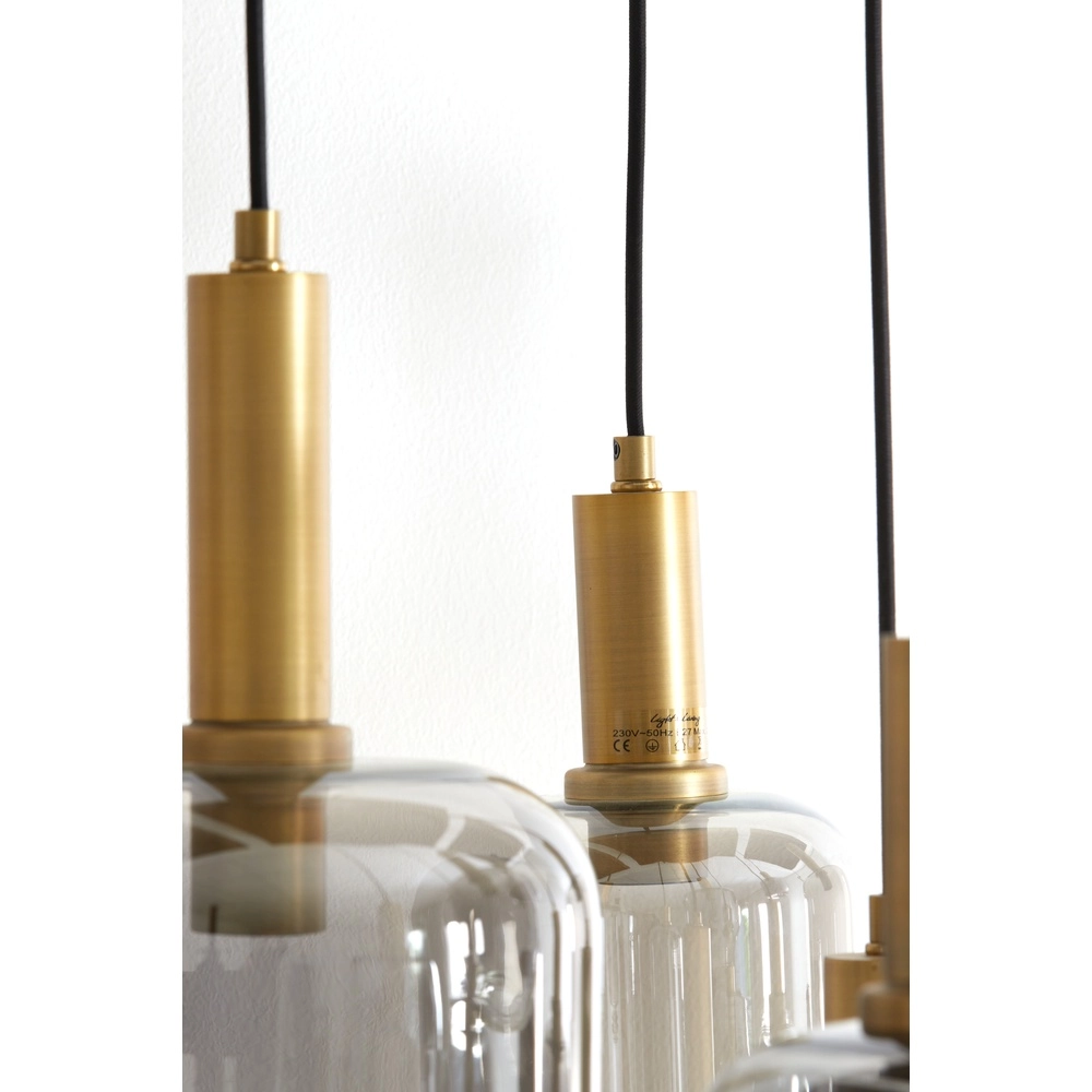 Vide Pendellampe Lekar 9x E27 – Messing mit Rauchglas Light & Living 8717807604592