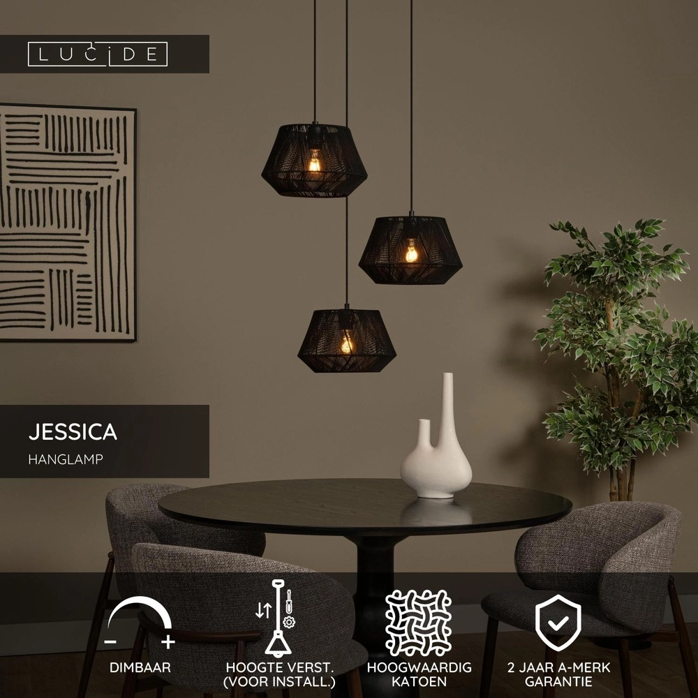 Pendellampe Jessica Schwarze 3-Lichter Lucide 5411212106148