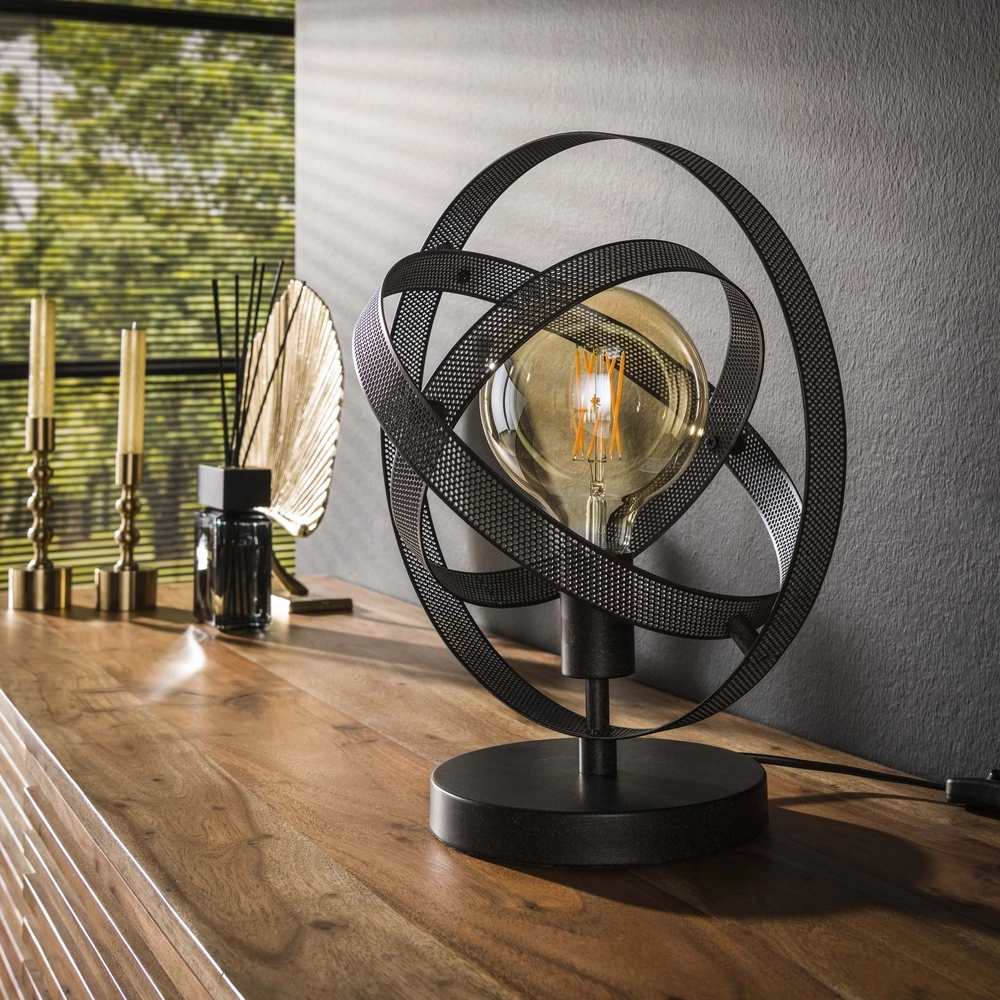 Schwarze Kugel-Tischlampe Cosmos Ø 28cm Lyora 8716803513396