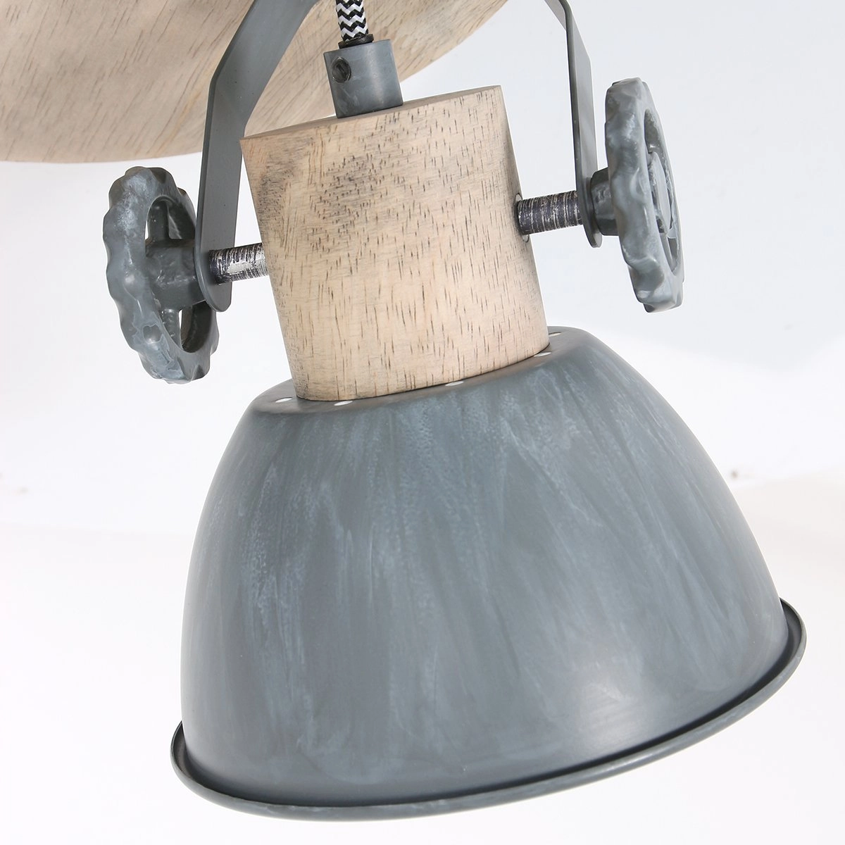 Industrielle Deckenleuchte Gearwood 3-helles Vintage-Grau mit Holz Steinhauer 8712746135404