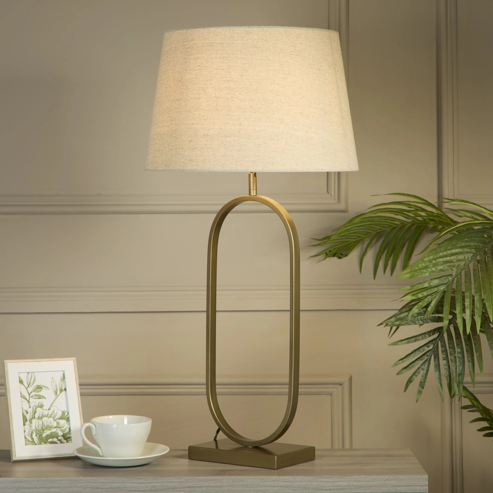 Tischlampe Modish Bronze mit cremefarbener Kappe Searchlight 5053423306377